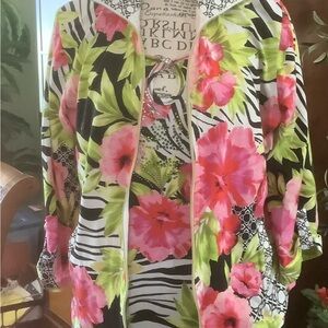 Floral Zip-Front Women’s Jacket in Pink & Green